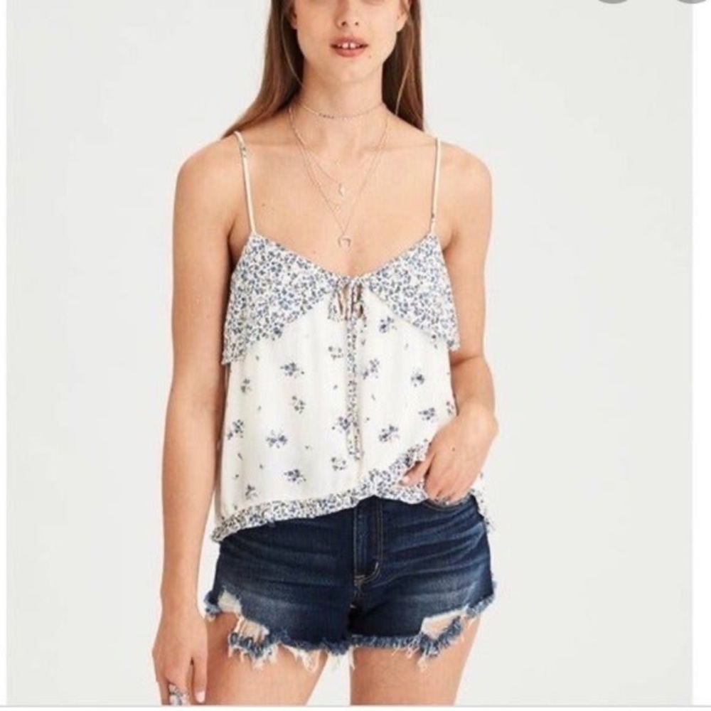 American Eagle Floral Feminine Cami Tank Top